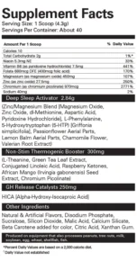 oxysleep nutritional information